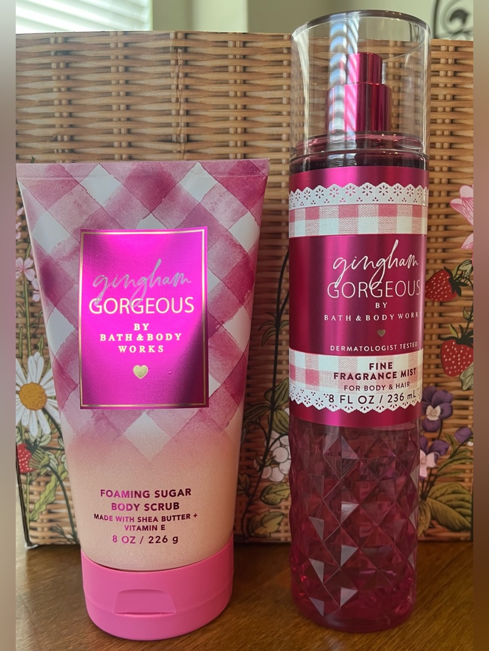 Bath and Body Works Duo Gingham Gorgeous Sugar Scrub & Fine Mist NEW